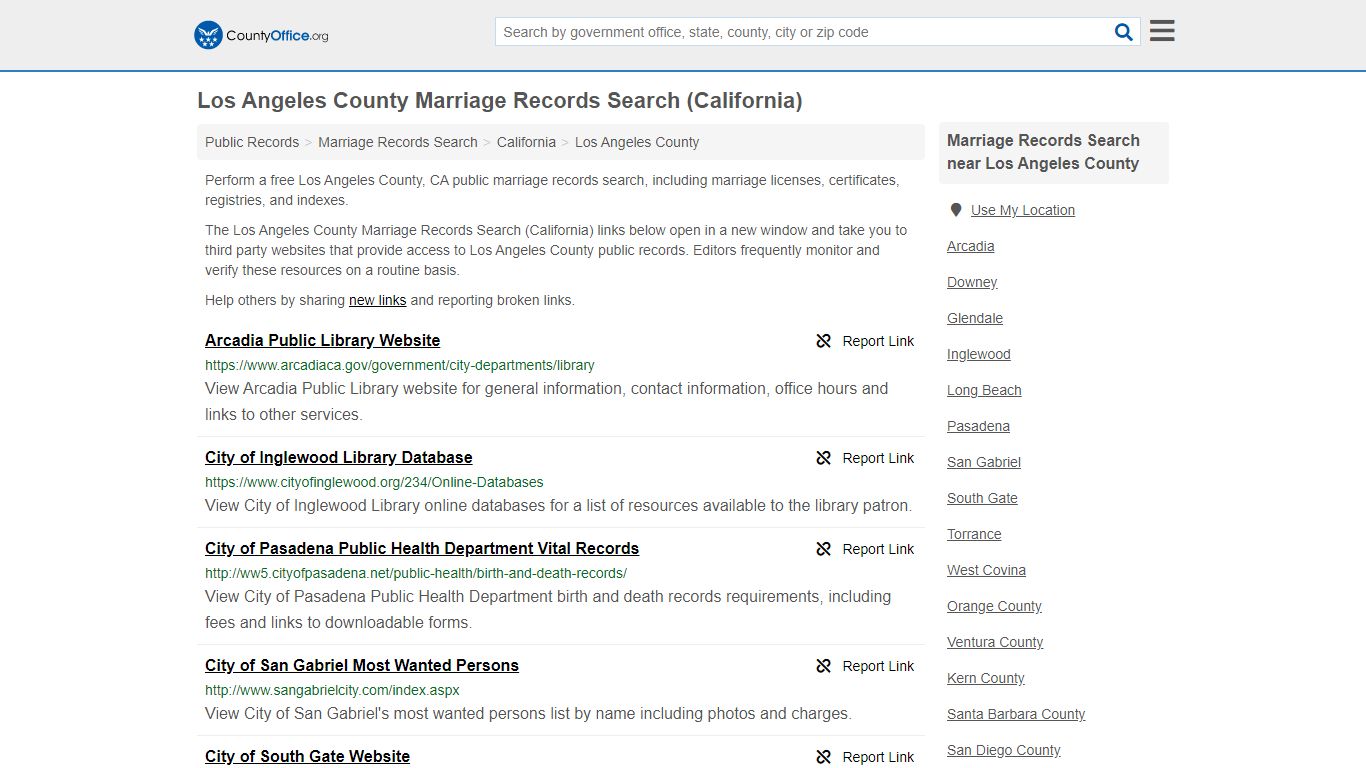 Marriage Records Search - Los Angeles County, CA (Marriage Licenses ...